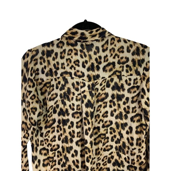 4/$20 Zara Basic Button Up Shirt Top Womens XS Animal Print Leopard Mob‎ Wife - Picture 7 of 10